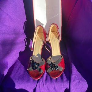 Kate Spade Open Toe Heels Red Size 10